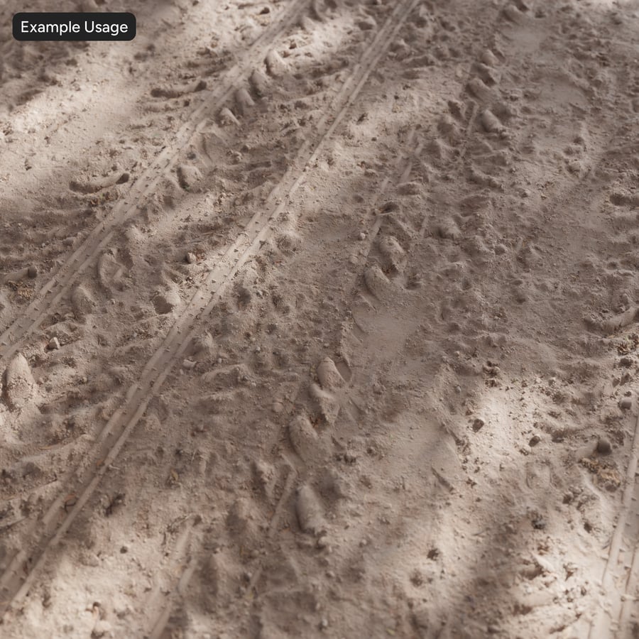 Muddy Tire Track on Dirt Road Texture, Brown