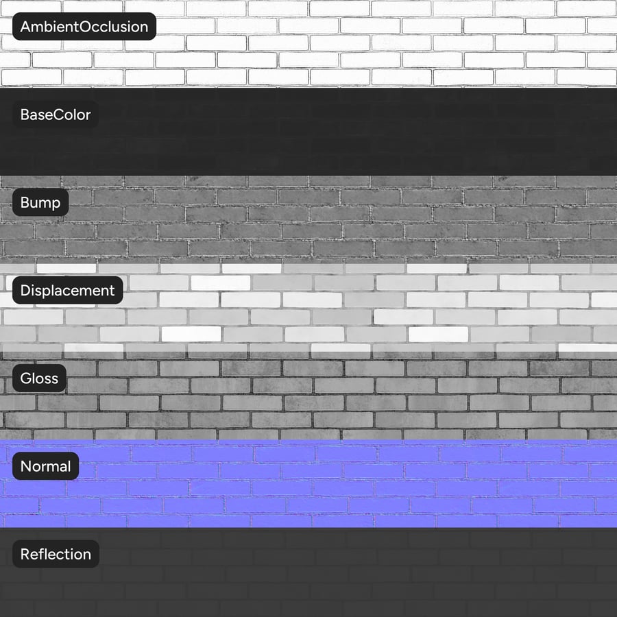 Glossy Painted Running Bond Bond Brick Wall Texture, Black