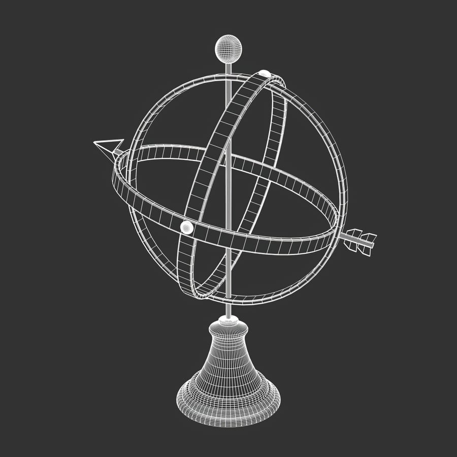 Escultura de globo com seta em latão escovado Modelo de decoração para casa