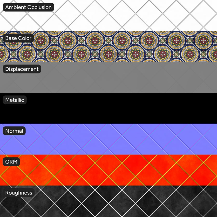 Diamond Talavera Patterned Ceramic Tile Texture