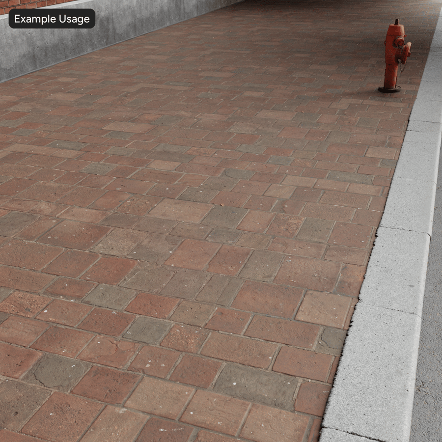 Worn Mixed Running Bond Stone Sidewalk Texture