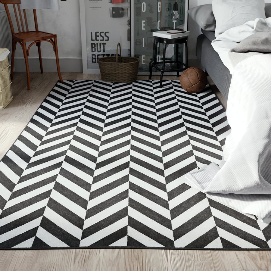 Harlequin Designer Rug Model, White & Charcoal Grey