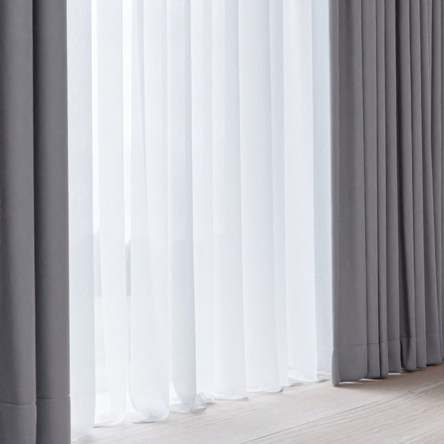 Tecido para cortinas simples e transparente, branco