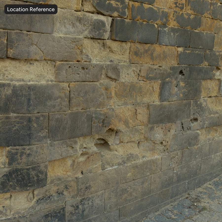 Old Spalled Stone Block Wall Texture