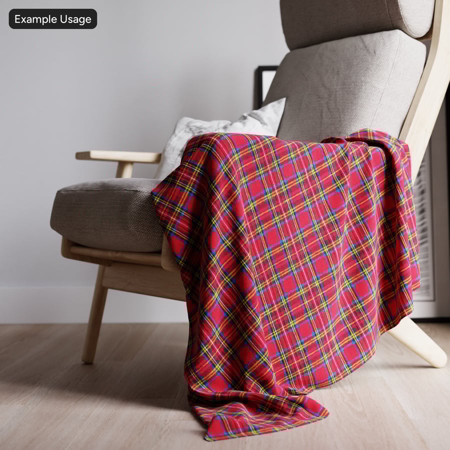 Tartan Pamuklu Ekose Kumaş Dokusu, Kırmızı