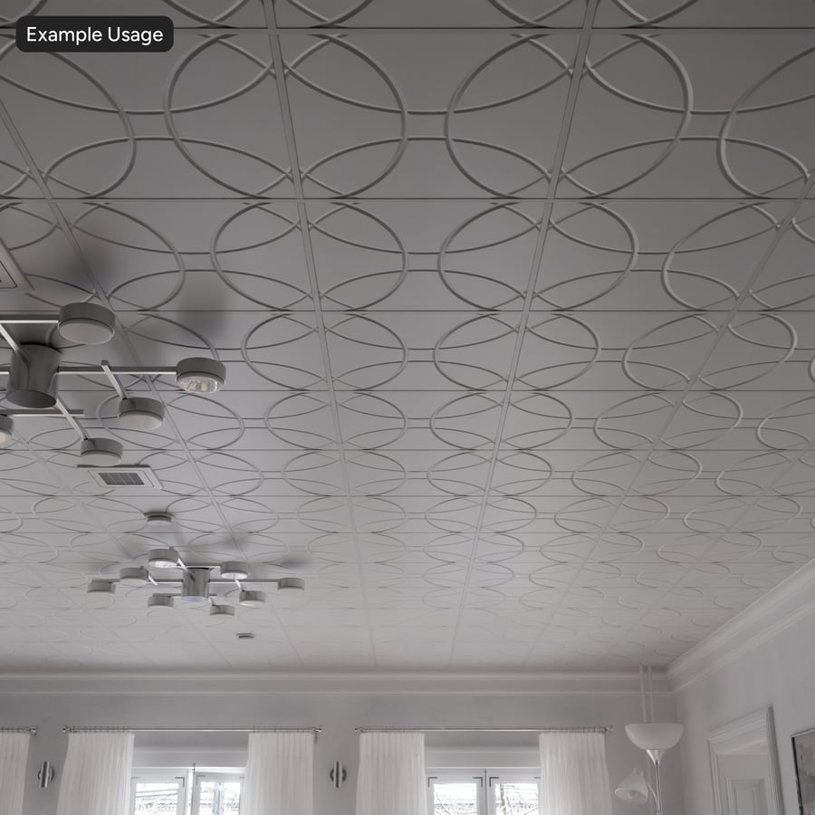 Geometric Patterned Vinyl Tile Ceiling Texture, White