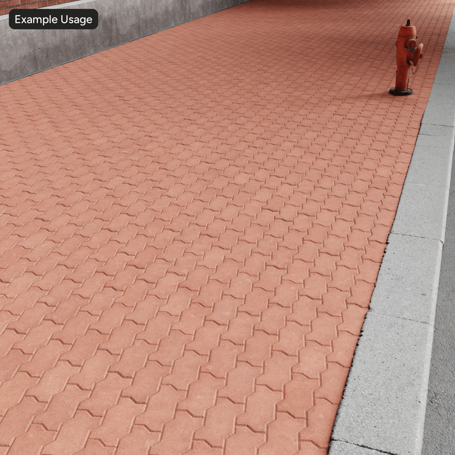 Zigzag Running Paver Texture, Red