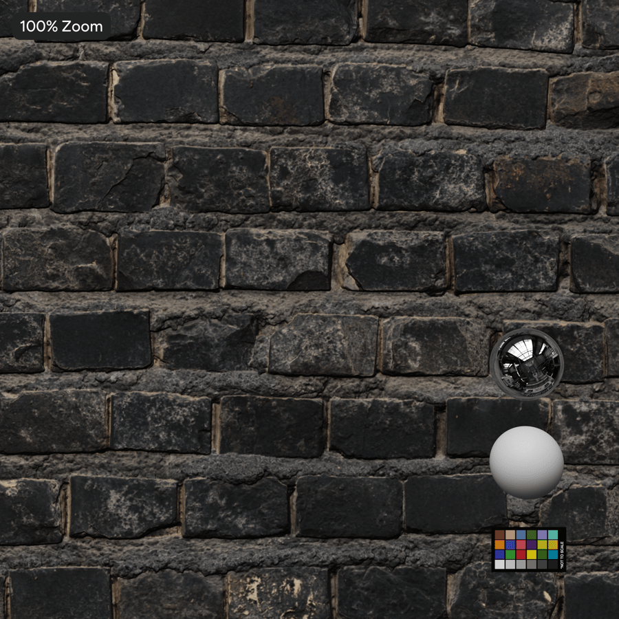 Old Running Bond Brick Wall Texture, Black