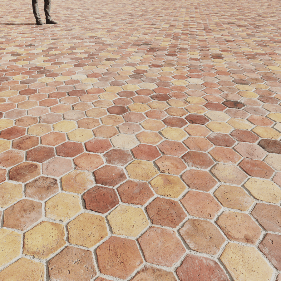 Reclaimed Hexagonal Terracotta Tile Texture
