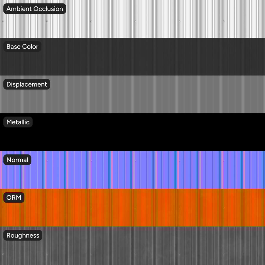 Standing Seam Painted Corrugated Metal Texture, Black