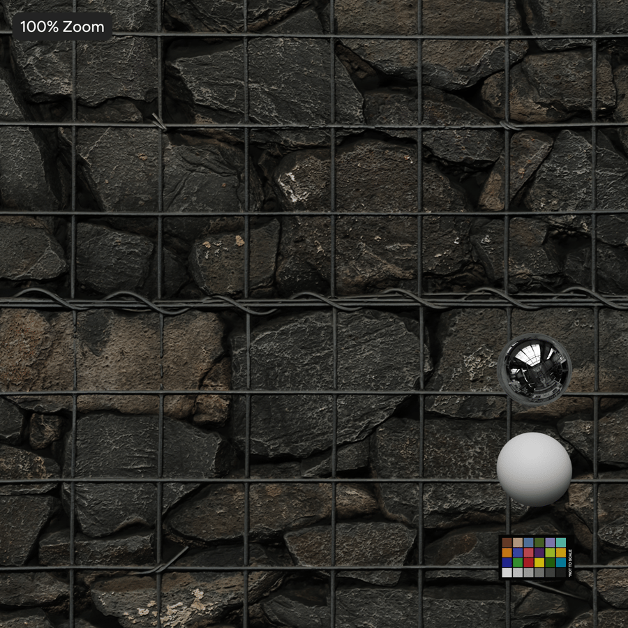 Stone Gabion Wall Texture, Grey