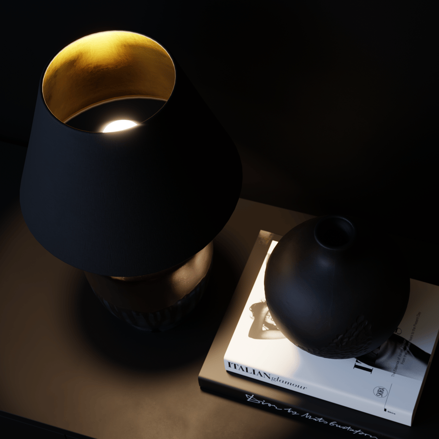 Eno Ceramic Skaro Golden Petrol Shade Lamp Model, Brown