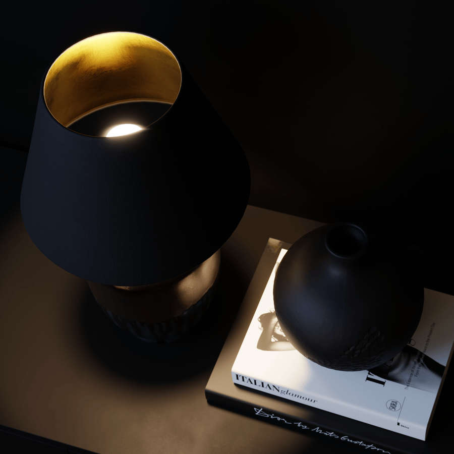 Lâmpada Eno Ceramic Skaro Golden Petrol Shade, Castanho