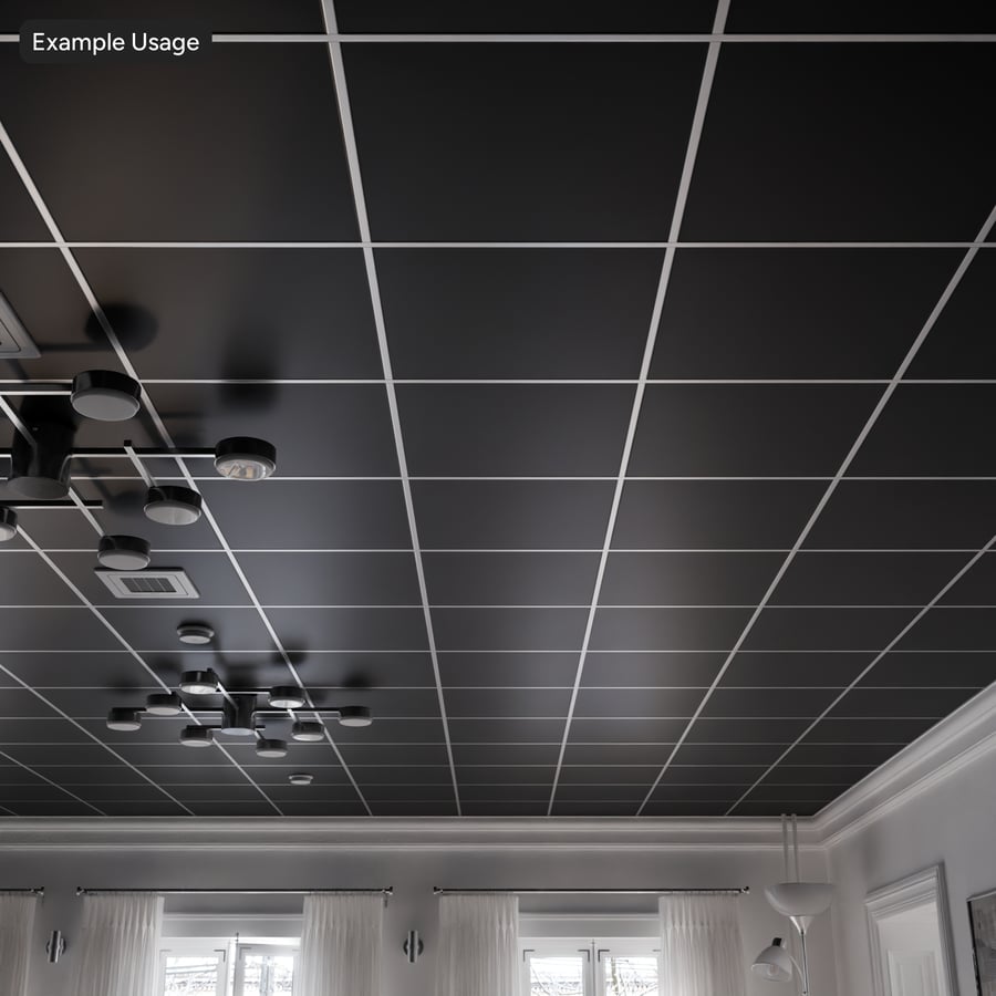 Piastrelle in vinile liscio con struttura del soffitto a griglia, grigio scuro