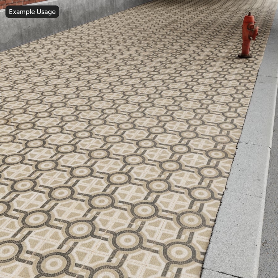 Geometric Patterned Paver Texture, Beige & Black