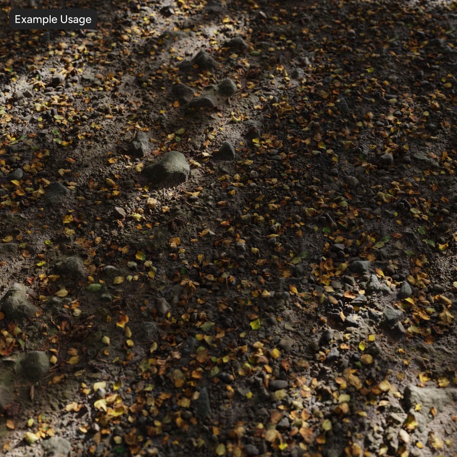 Herfstbladeren op een onverharde weg Textuur