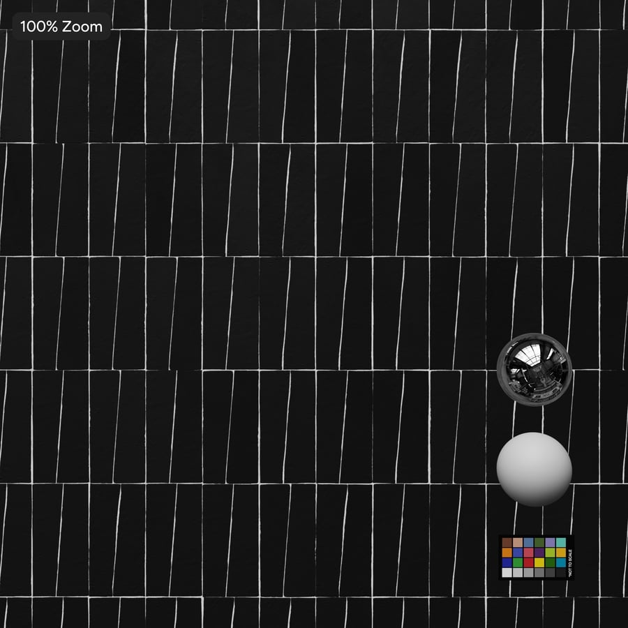 Stacked Trapezoidal Zellige Matte Tile Texture, Black