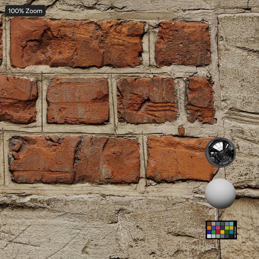 Worn Brick and Concrete Checkerboard Wall Texture