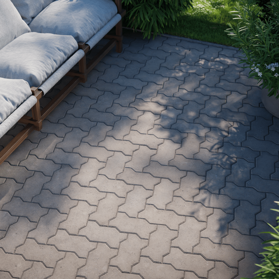 Herringbone Zigzag Concrete Paving Texture, Grey