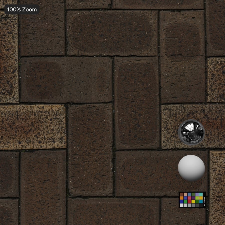 Weathered Herringbone Brick Paver Texture, Brown