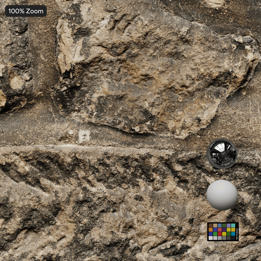 Lichen Covered Worn Stone Block Wall Texture