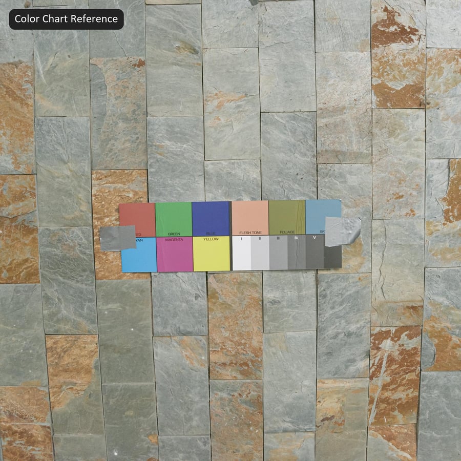 Stacked Slate Wall Cladding Texture, Blue Grey and Amber