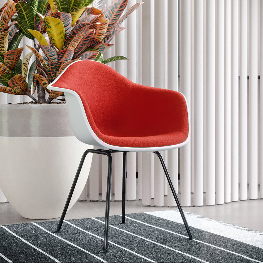 Réplica da cadeira lateral de plástico Eames, vermelho salmão