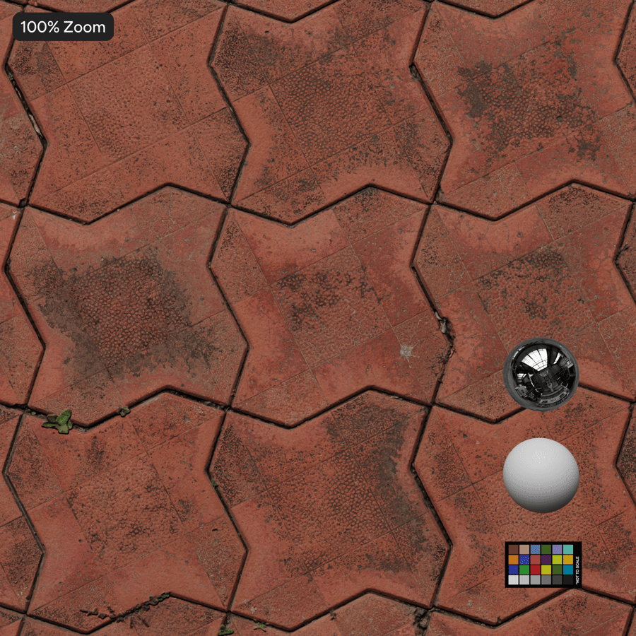 Dirty Interlocking Paver Texture, Red