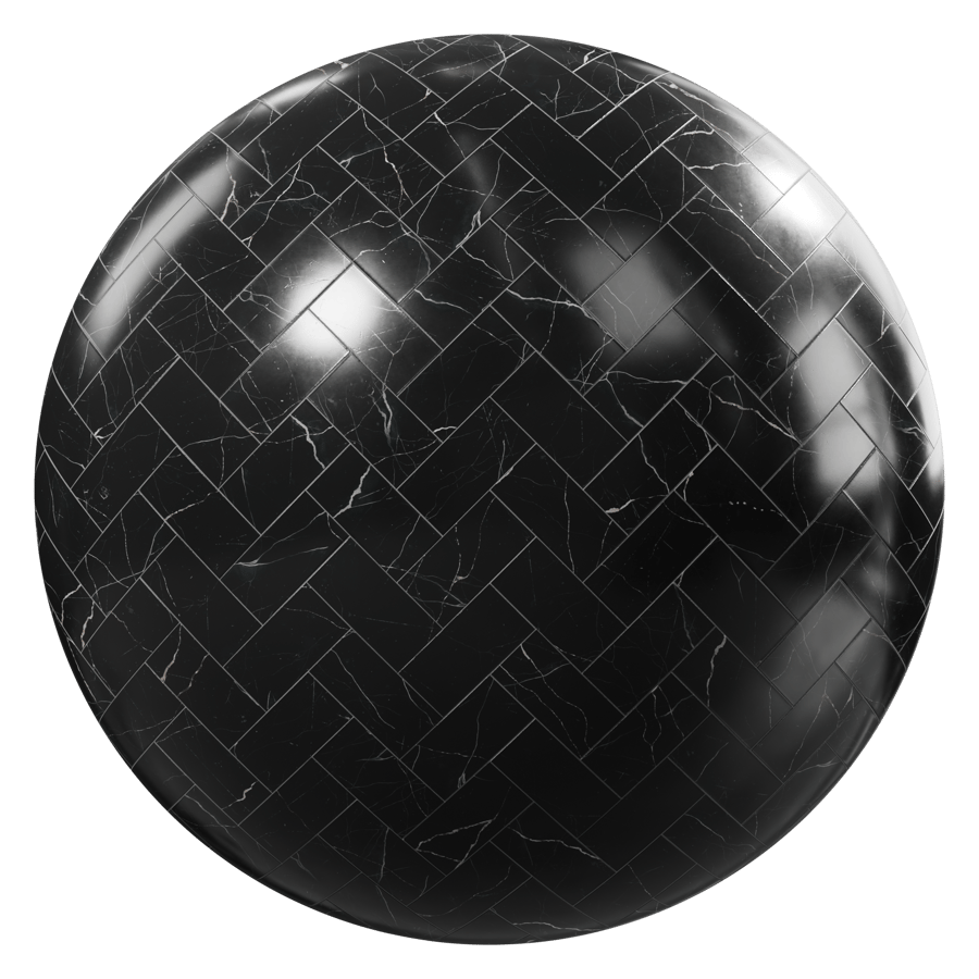 Honed Herringbone Tiles Atlantis Marble Texture, Black