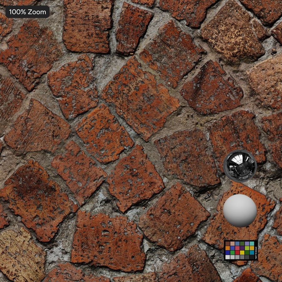 Quạt tròn họa tiết đá cuội, màu đỏ