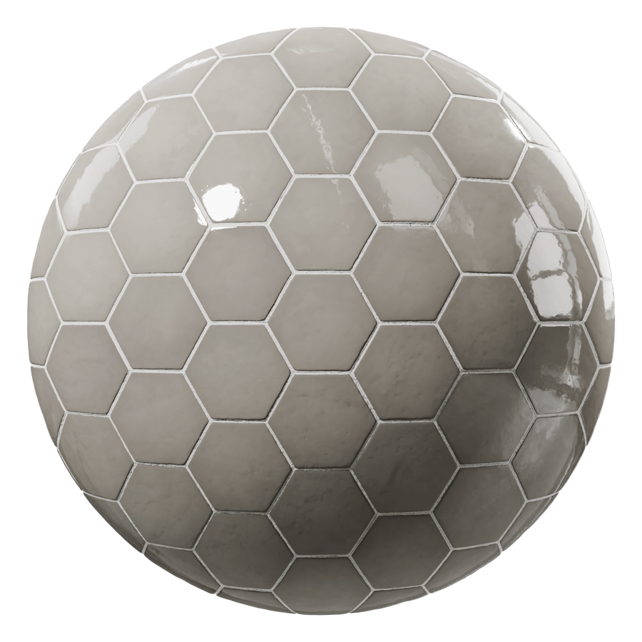 Glossy Hexagon Ceramic Tiles Texture, Beige