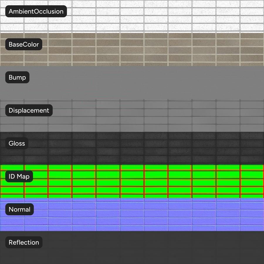 Dragfaced Stack Bond Brick Wall Texture, Grey
