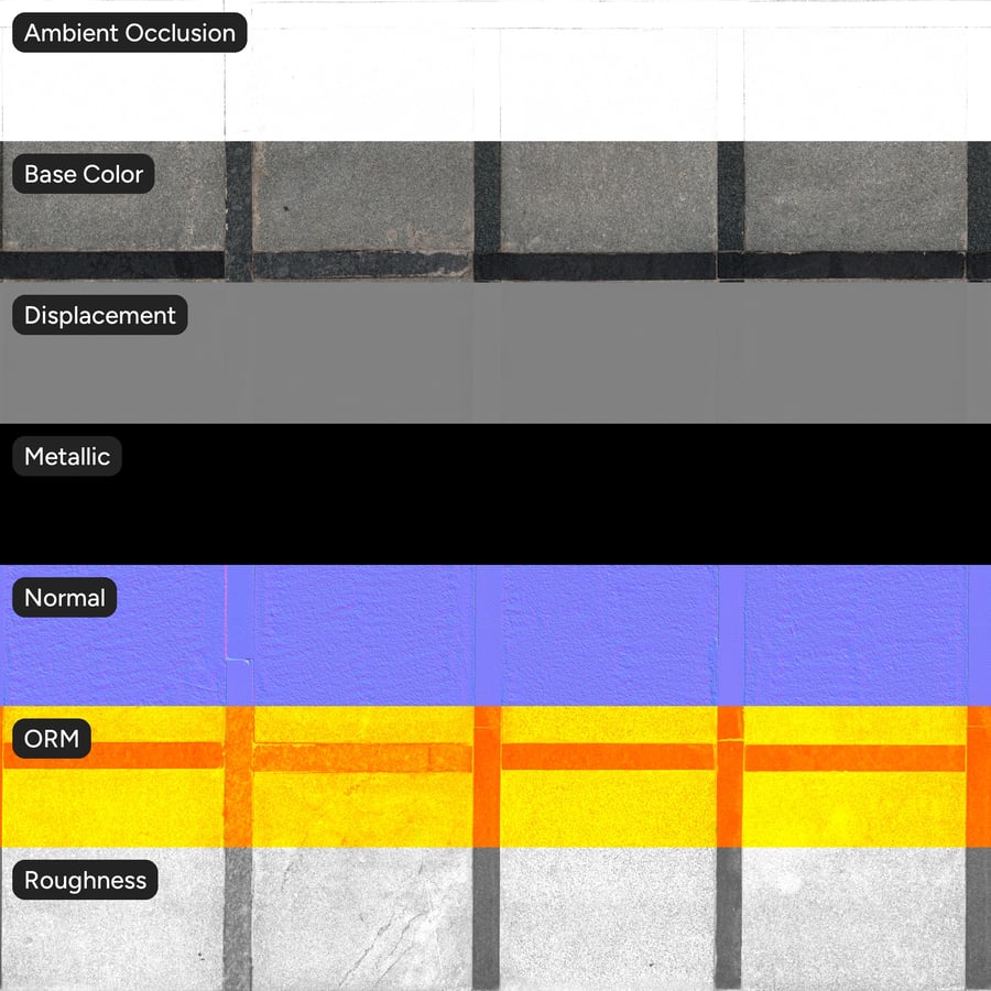 Old Square Grid Paver Texture, Black and Grey