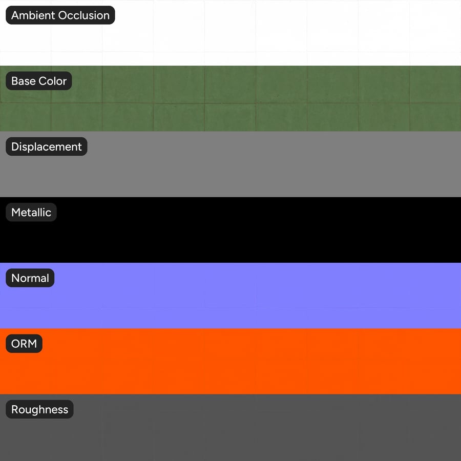 Carreau de céramique carré à texture brillante, vert