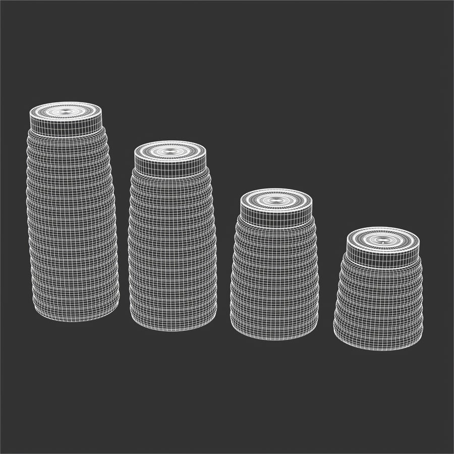 Conjunto de recipientes de vidro com tampa metálica e nervuras Models