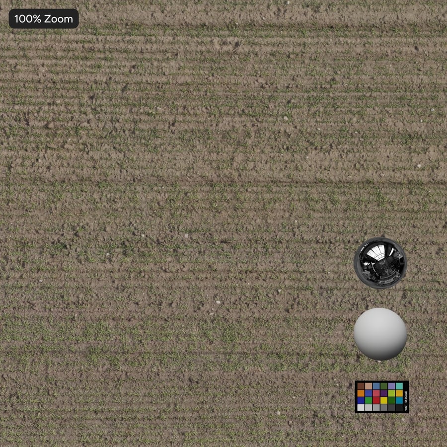 Texture di terreno agricolo coltivato dall'alto, grigio marrone