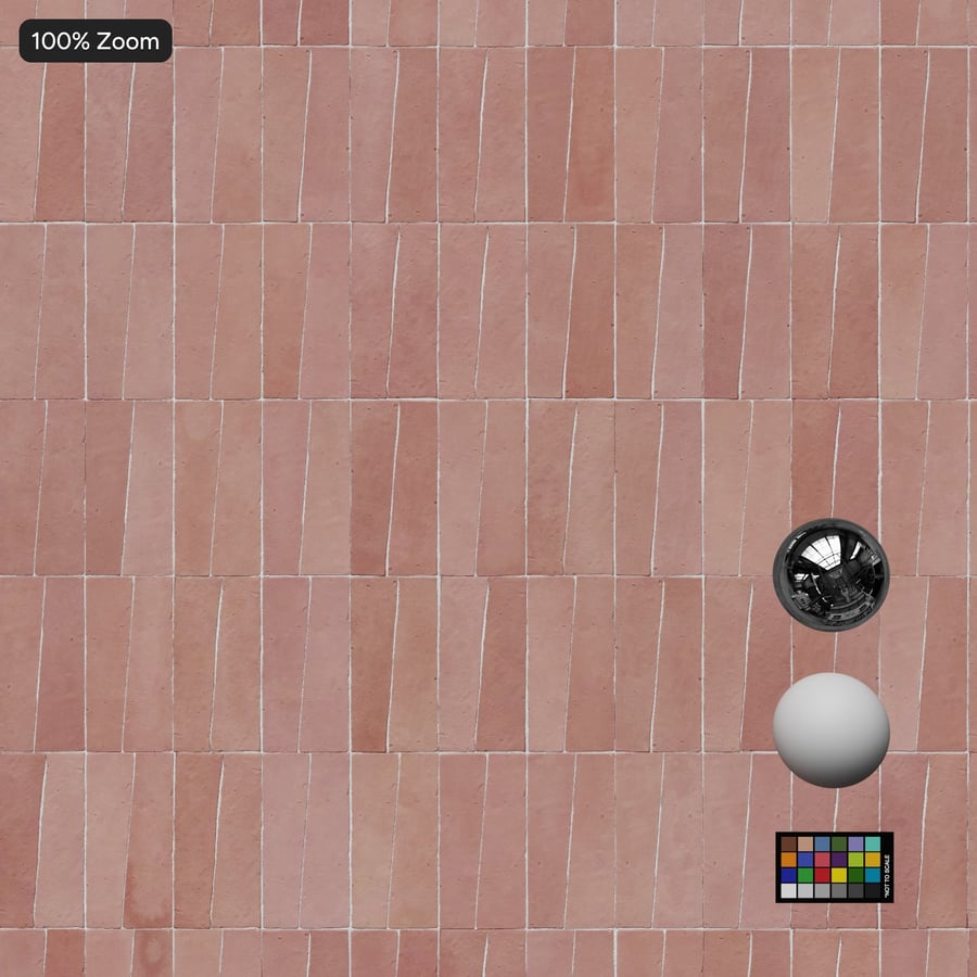 Stacked Trapezoidal Zellige Matte Tile Texture, Pink