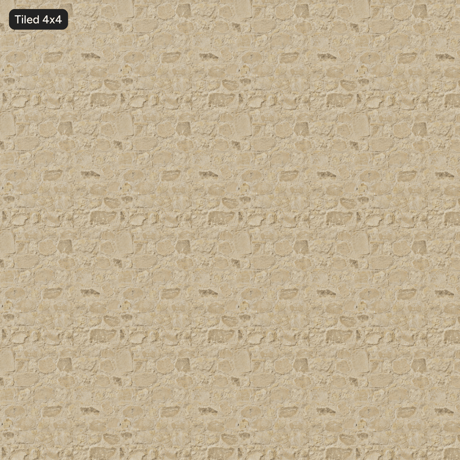 Vittrad kalkstensmur i spillsten, beige