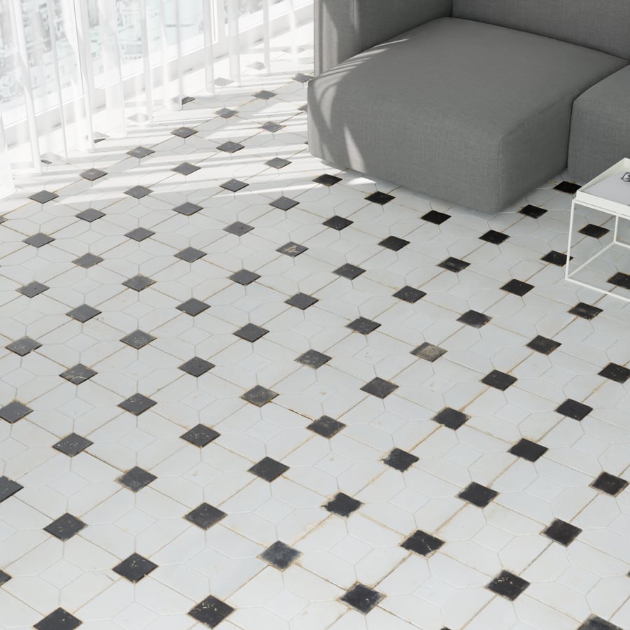 Textura de azulejo cerâmico fosco em mosaico, branco