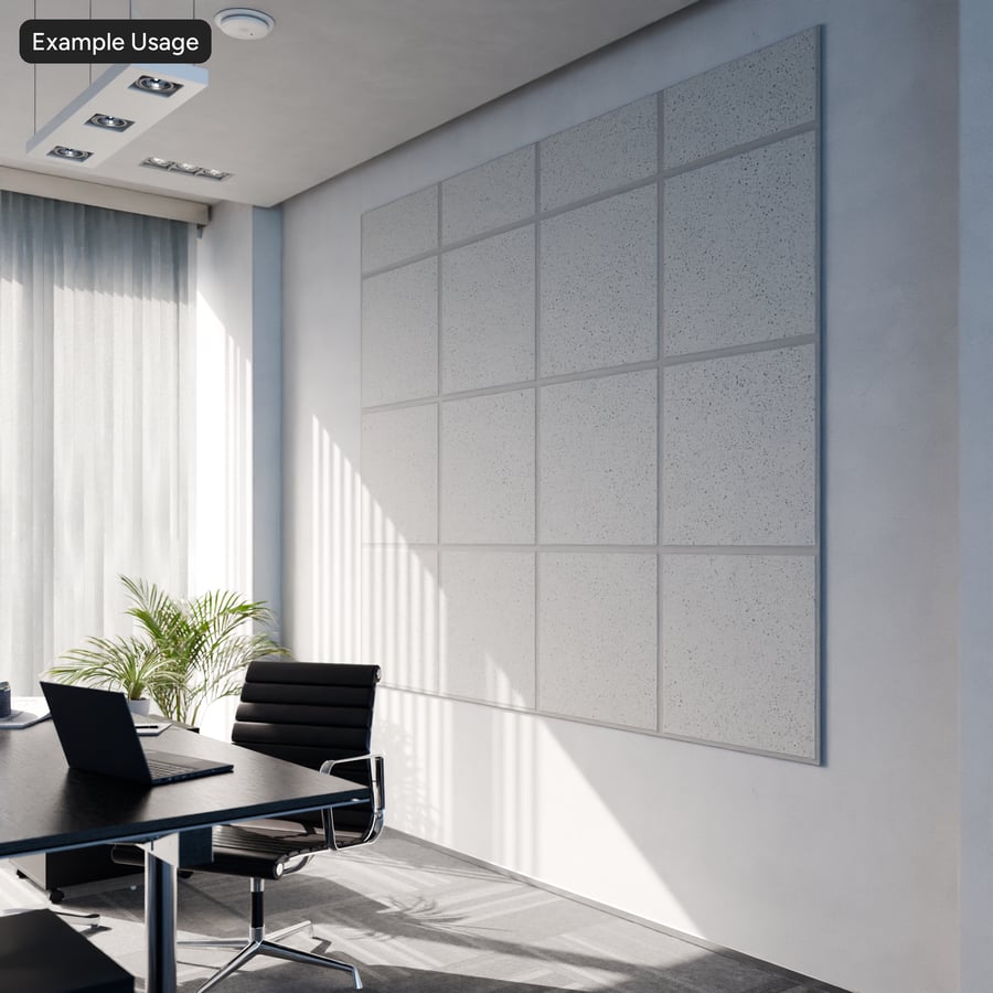 Painel acústico quadrado com textura, branco