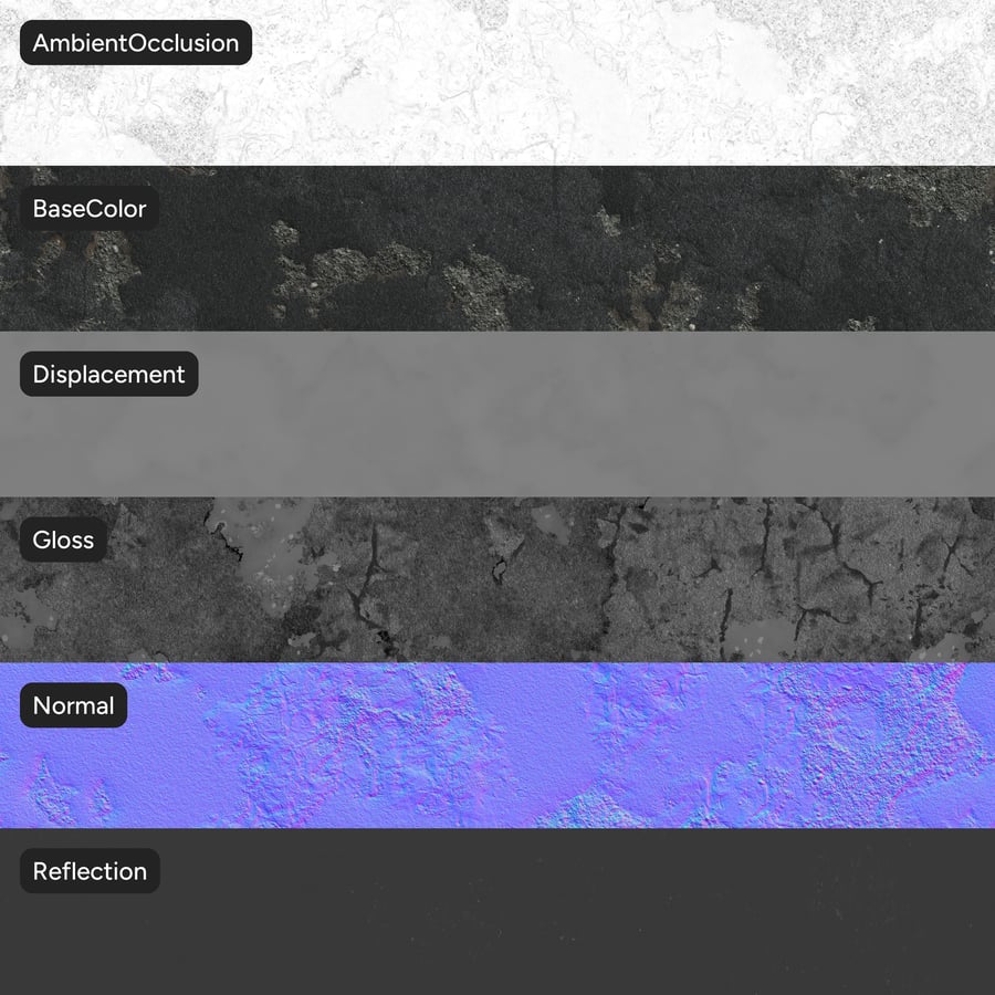 Damaged Asphalt Texture, Grey