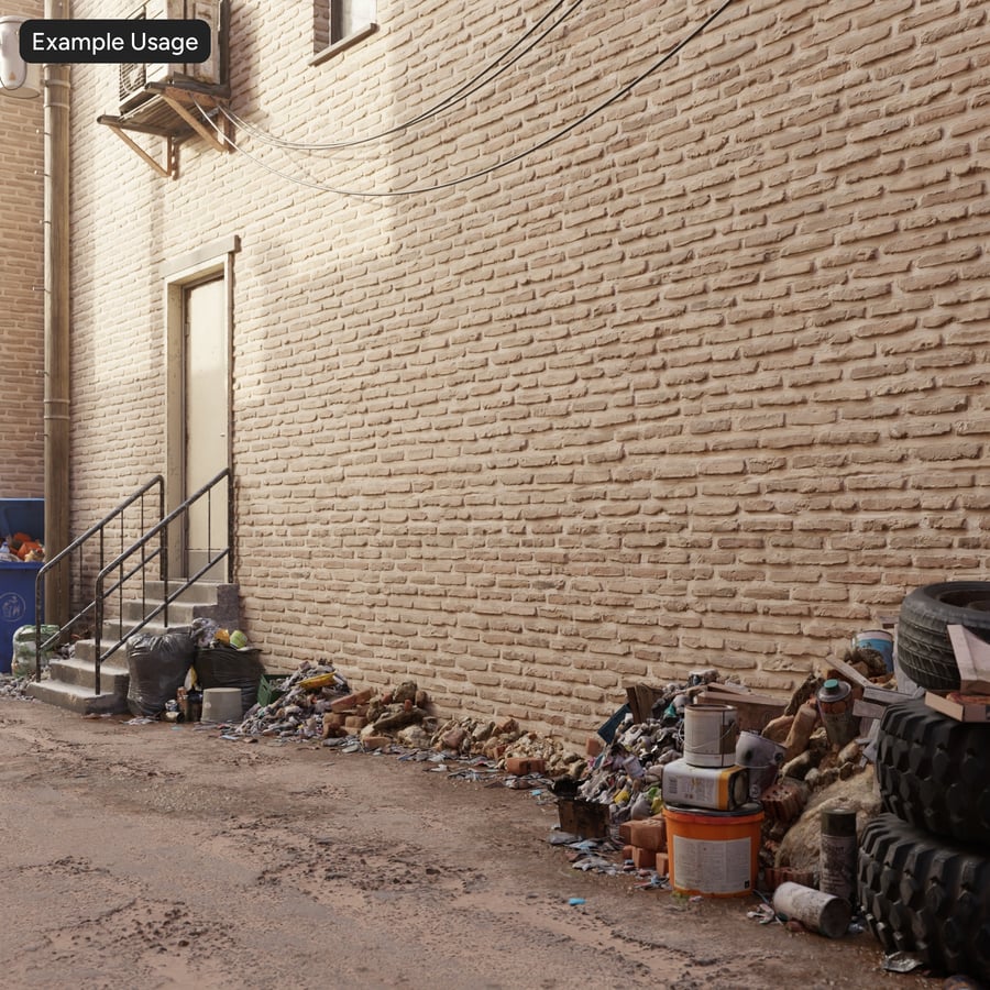 薄砖墙纹理，米色