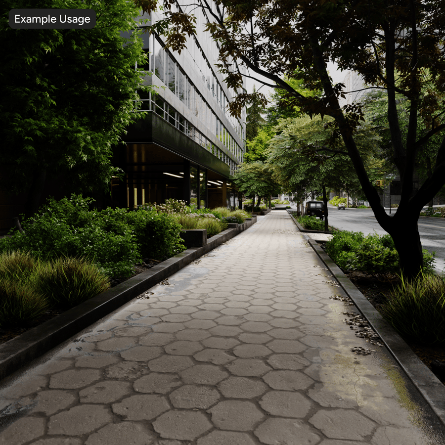 Worn Hexagonal Concrete Paver Texture, Grey