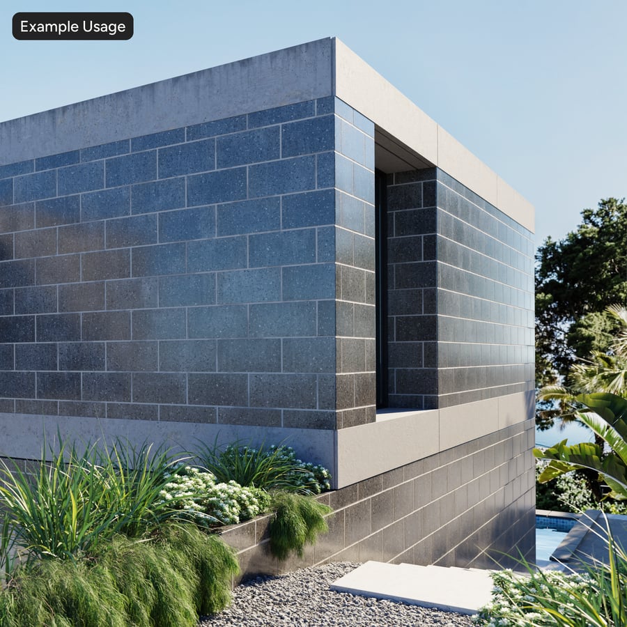 Polished Running Concrete Block Wall Texture, Black