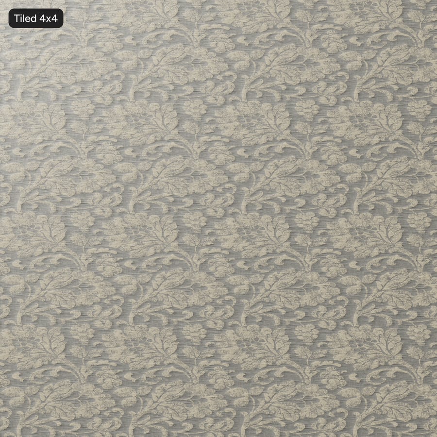 Blommigt Jacquard-tyg för draperier, natur