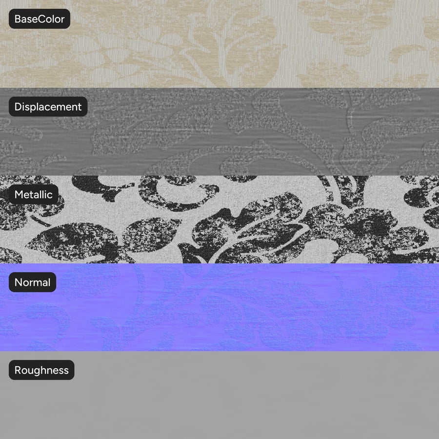 Blommigt Jacquard-tyg för draperier, natur