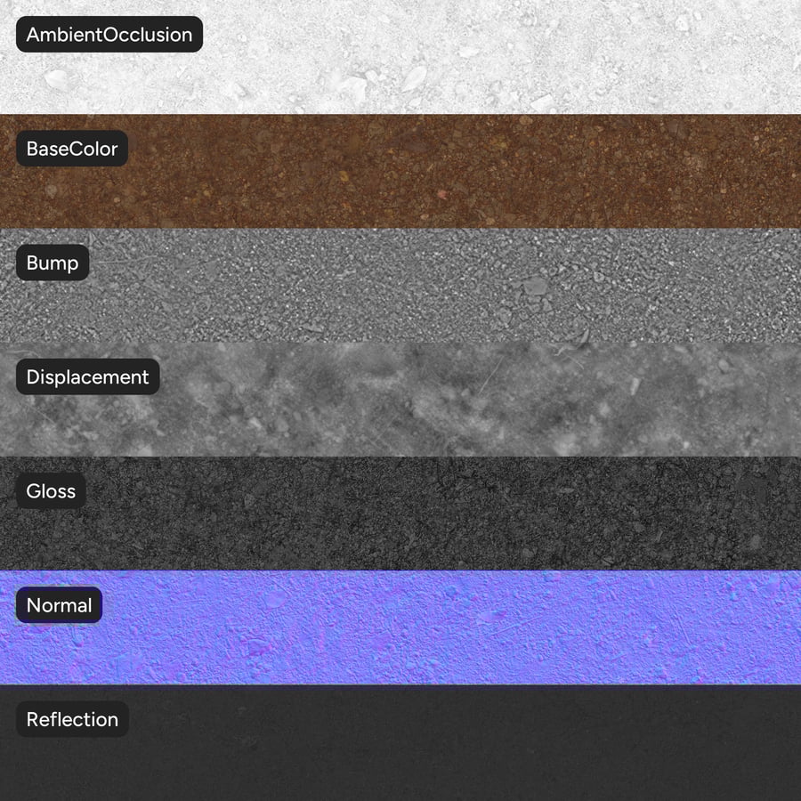 Small Pebbles and Debris on Dirt Texture