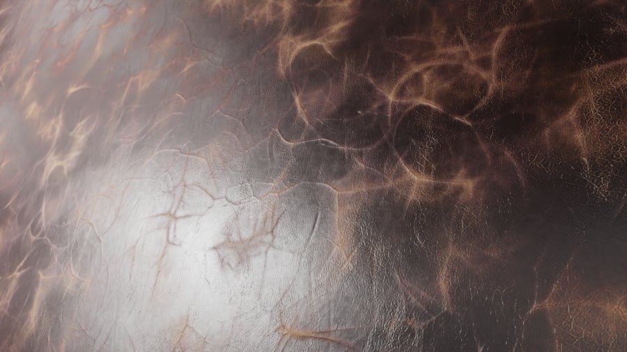Textura de couro vintage elegante com ondulações em tons de castanho