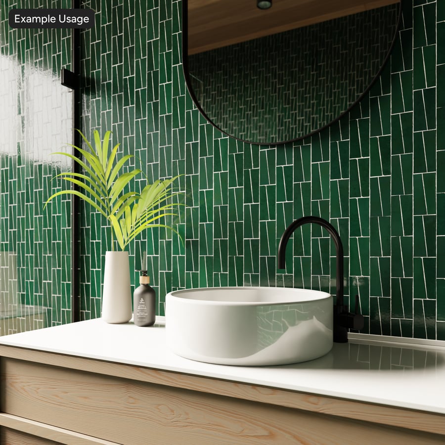 Trapezoidal Zellige blank kakelstruktur, grön