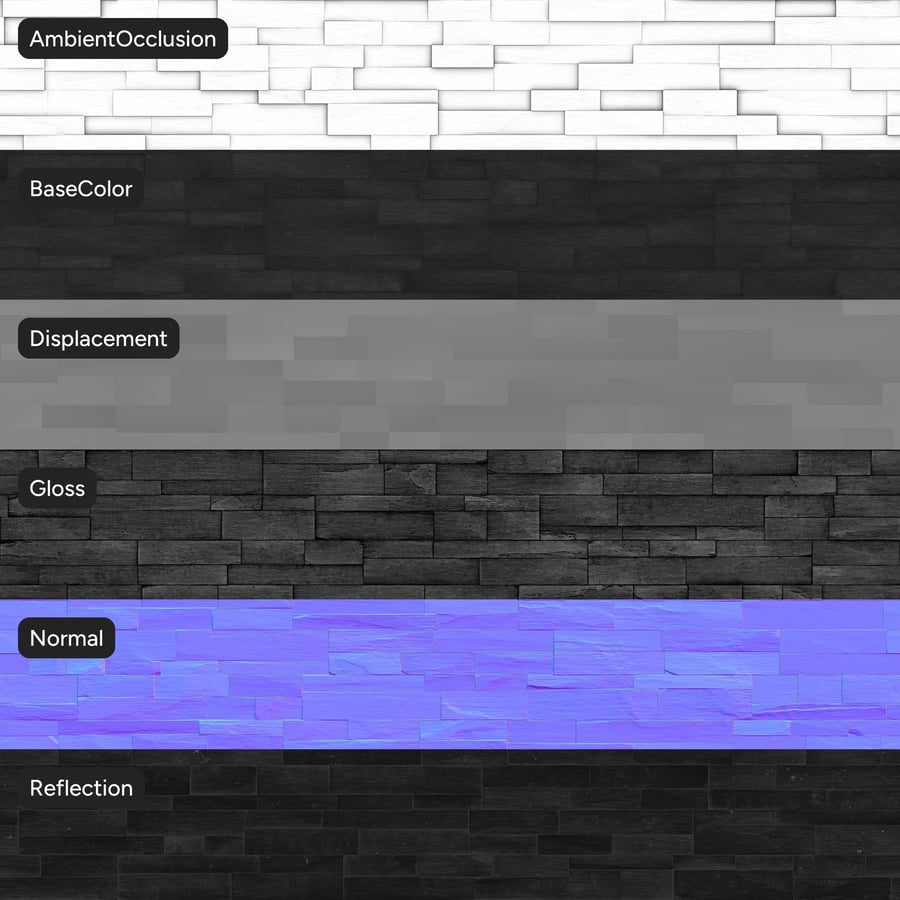 Texture murale en pierre Ledger lisse, anthracite